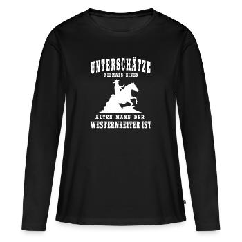 Westernreiter Westernreiten Sliding Geschenk - Frauen Premium Bio Langarmshirt - Schwarz - Vorne - Julia (174cm)