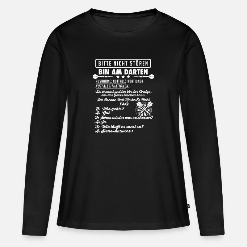 Dart Darts Darten Geschenk - Frauen Premium Bio Langarmshirt - Schwarz