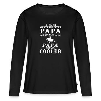 Westernreiter Papa Westernreiten Reining Geschenk - Frauen Premium Bio Langarmshirt - Schwarz - Vorne - Julia (174cm)
