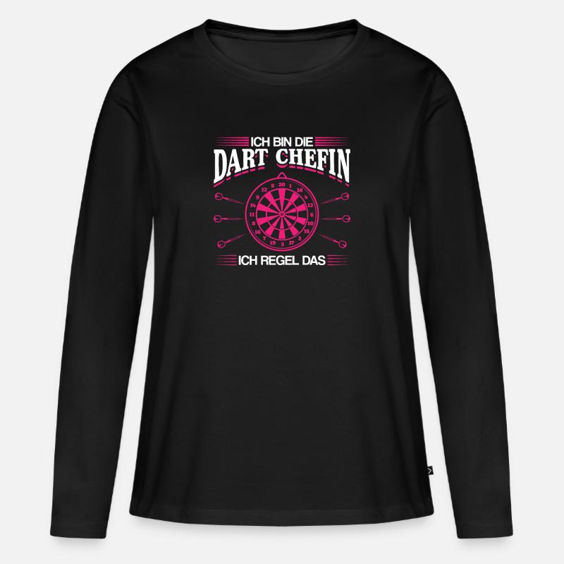 Dart Chefin Darts Darter Geschenk - Frauen Premium Bio Langarmshirt - Schwarz