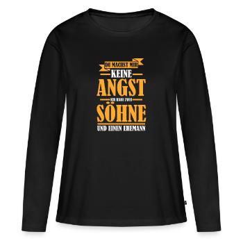 Mama Ehemann 2 Söhne Geschenk - Frauen Premium Bio Langarmshirt - Schwarz - Vorne - Julia (174cm)