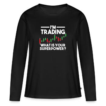 Trader Trader Investor Forex Actions Cadeau - T-shirt manches longues Premium bio Femme - noir - Devant - Julia (174cm)
