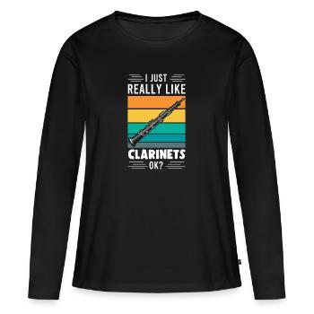Clarinette Clarinette Clarinette Cadeau joueur - T-shirt manches longues Premium bio Femme - noir - Devant - Julia (174cm)
