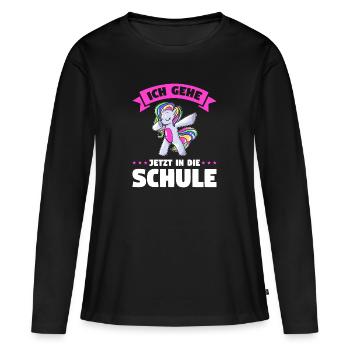 Schulkind Schulanfang Schulanfänger Schultüte - Frauen Premium Bio Langarmshirt - Schwarz - Vorne - Julia (174cm)