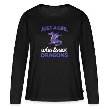 Dragons Dragons Dragon Cadeau - T-shirt manches longues Premium bio Femme - noir - Devant - Julia (174cm)