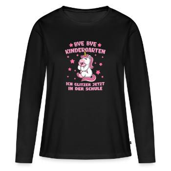 Schulkind Schulanfang Schulanfänger Schultüte - Frauen Premium Bio Langarmshirt - Schwarz - Vorne - Julia (174cm)