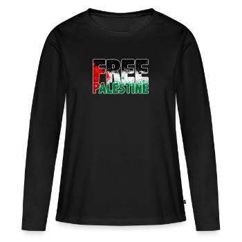 Palestine libre - T-shirt manches longues Premium bio Femme - noir - Devant - Julia (174cm)