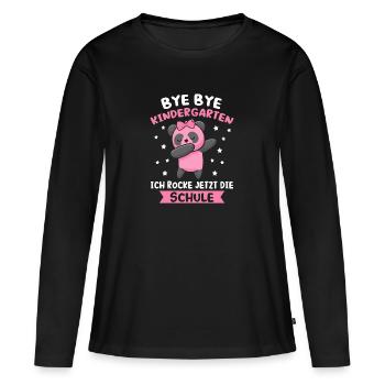 Schulanfang Schulkind Schulanfänger Geschenk - Frauen Premium Bio Langarmshirt - Schwarz - Vorne - Julia (174cm)