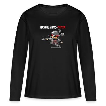 Schulanfang Schulkind Schulanfänger Geschenk - Frauen Premium Bio Langarmshirt - Schwarz - Vorne - Julia (174cm)