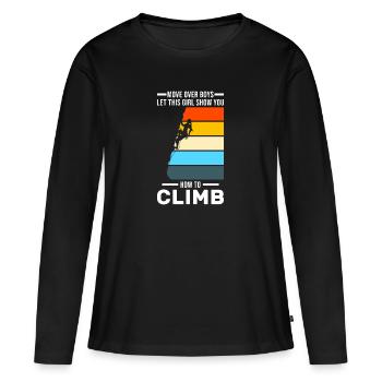 Climbing Girl Climbing Girl Cadeau - T-shirt manches longues Premium bio Femme - noir - Devant - Julia (174cm)