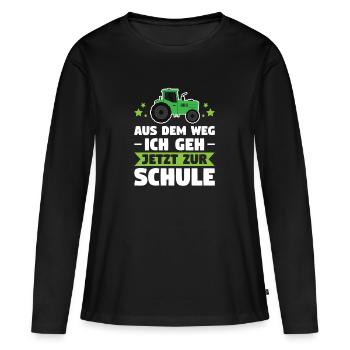 Schulkind Schulanfänger Schulanfang Geschenk - Frauen Premium Bio Langarmshirt - Schwarz - Vorne - Julia (174cm)