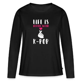 K-Pop K-Pop cadeau - T-shirt manches longues Premium bio Femme - noir - Devant - Julia (174cm)