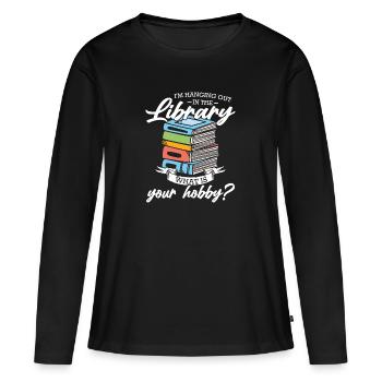 Bibliothèque bibliothèque cadeau - T-shirt manches longues Premium bio Femme - noir - Devant - Julia (174cm)
