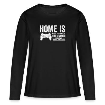 Jeux vidéo Cadeaux jeux vidéo - T-shirt manches longues Premium bio Femme - noir - Devant - Julia (174cm)
