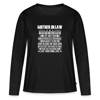 Belle-mère belle-mère cadeau - T-shirt manches longues Premium bio Femme - noir - Devant - Julia (174cm)