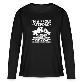 Cadeau beau-père et beau-fils beau-père - T-shirt manches longues Premium bio Femme - noir - Devant - Julia (174cm)