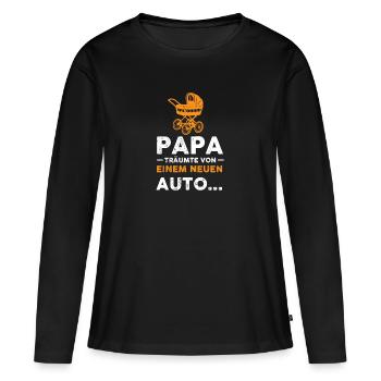Papa Werdender Papa Vater Geschenk - Frauen Premium Bio Langarmshirt - Schwarz - Vorne - Julia (174cm)