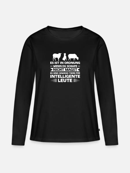 Schafe Schaf Schäfer Geschenk - Frauen Premium Bio Langarmshirt - Schwarz