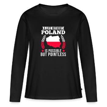 Polnische polnische Flagge Geschenk - Frauen Premium Bio Langarmshirt - Schwarz - Vorne - Julia (174cm)