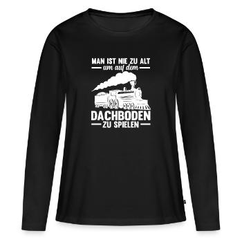 Modelleisenbahn Modelleisenbahn Modellbau Geschenk - Frauen Premium Bio Langarmshirt - Schwarz - Vorne - Julia (174cm)