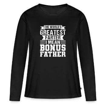 Beau-père Bonus Papa Bonus Père Cadeau - T-shirt manches longues Premium bio Femme - noir - Devant - Julia (174cm)