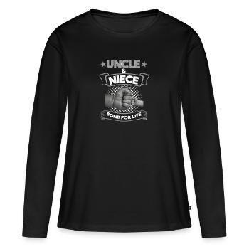 Oncle & Nièce Oncle & Nièce Cadeau - T-shirt manches longues Premium bio Femme - noir - Devant - Julia (174cm)