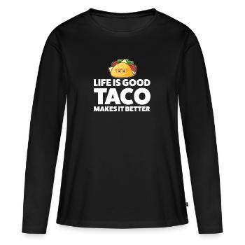 Tacos Taco Cadeau - T-shirt manches longues Premium bio Femme - noir - Devant - Julia (174cm)