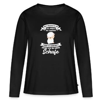 Schafe Schaf Schäfer Geschenk - Frauen Premium Bio Langarmshirt - Schwarz - Vorne - Julia (174cm)
