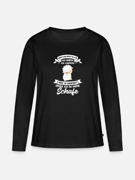 Schafe Schaf Schäfer Geschenk - Frauen Premium Bio Langarmshirt - Schwarz