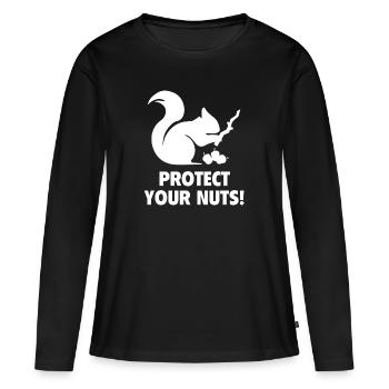 Schützen Sie Ihre Nüsse - Frauen Premium Bio Langarmshirt - Schwarz - Vorne - Julia (174cm)