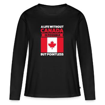 Canada Canada Canada Cadeau - T-shirt manches longues Premium bio Femme - noir - Devant - Julia (174cm)