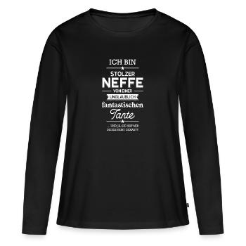 Neffe Tante Neffen Geschenk - Frauen Premium Bio Langarmshirt - Schwarz - Vorne - Julia (174cm)