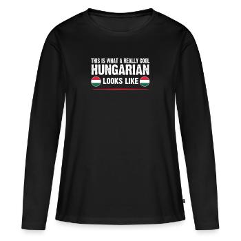 Ungarn ungarische Flagge ungarische Wurzeln - Frauen Premium Bio Langarmshirt - Schwarz - Vorne - Julia (174cm)