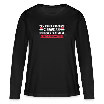 Ungarn ungarische Flagge ungarische Wurzeln - Frauen Premium Bio Langarmshirt - Schwarz - Vorne - Julia (174cm)