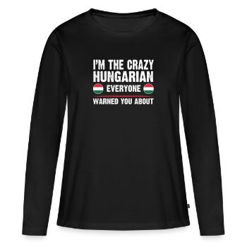 Ungarn ungarische ungarische Flagge Geschenk - Frauen Premium Bio Langarmshirt - Schwarz - Vorne - Julia (174cm)