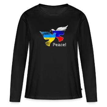 Peace - Ukraine Russia Peace Doves of Peace - Women's Premium Organic Long Sleeve Shirt - black - Front - Julia (174cm)