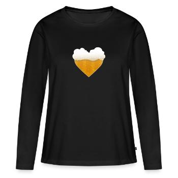 Bière Coeur Bière Buveur Hommes Bière Cadeau De Fête - T-shirt manches longues Premium bio Femme - noir - Devant - Julia (174cm)