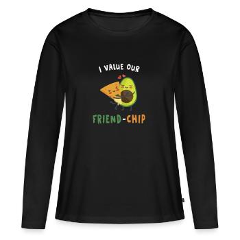I Value Our Friend Chip Cute lustige Wortspiele - Frauen Premium Bio Langarmshirt - Schwarz - Vorne - Julia (174cm)