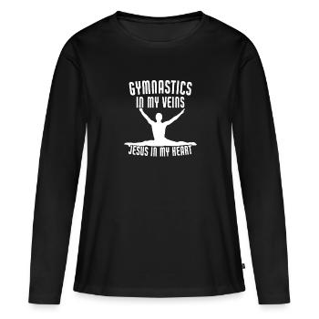 Gymnastique Jésus Gymnaste - T-shirt manches longues Premium bio Femme - noir - Devant - Julia (174cm)