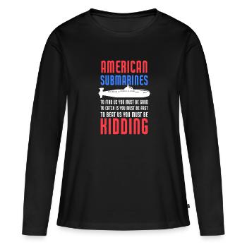 Sous-marins américains Drôle Patriotic Navy US - T-shirt manches longues Premium bio Femme - noir - Devant - Julia (174cm)