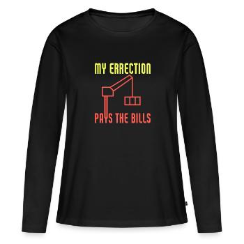 Mon erreur paie les factures drôle de grutier - T-shirt manches longues Premium bio Femme - noir - Devant - Julia (174cm)