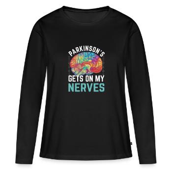 La maladie de Parkinson me met sur les nerfs Maladie de Parkinson - T-shirt manches longues Premium bio Femme - noir - Devant - Julia (174cm)