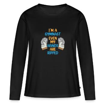 Je suis un gymnaste même mes mains sont déchirées drôle - T-shirt manches longues Premium bio Femme - noir - Devant - Julia (174cm)