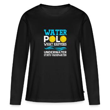 Water polo What happens underwater Stays - Frauen Premium Bio Langarmshirt - Schwarz - Vorne - Julia (174cm)