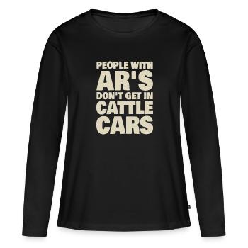 Les personnes atteintes de RA ne montent pas dans les wagons à bestiaux - T-shirt manches longues Premium bio Femme - noir - Devant - Julia (174cm)