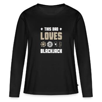 Ce père aime le Blackjack Drôle 21 Blackjack Père - T-shirt manches longues Premium bio Femme - noir - Devant - Julia (174cm)
