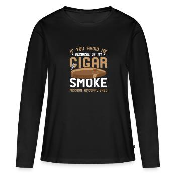 Fumée de cigare disant drôle de fumeur de cigare - T-shirt manches longues Premium bio Femme - noir - Devant - Julia (174cm)