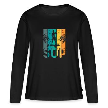 SUP Rétro Stand Up Paddle Boarding - T-shirt manches longues Premium bio Femme - noir - Devant - Julia (174cm)