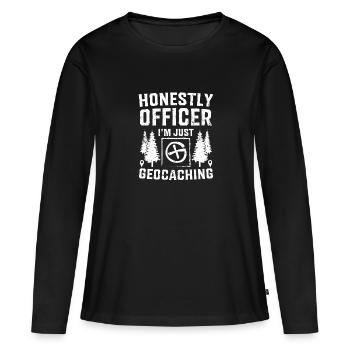 Honnêtement, officier je suis juste géocaching drôle - T-shirt manches longues Premium bio Femme - noir - Devant - Julia (174cm)