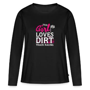 Cette fille aime les courses sur piste de terre - T-shirt manches longues Premium bio Femme - noir - Devant - Julia (174cm)